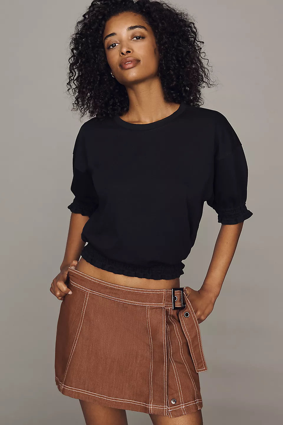 Maeve Short-Sleeve Bubble Sweatshirt