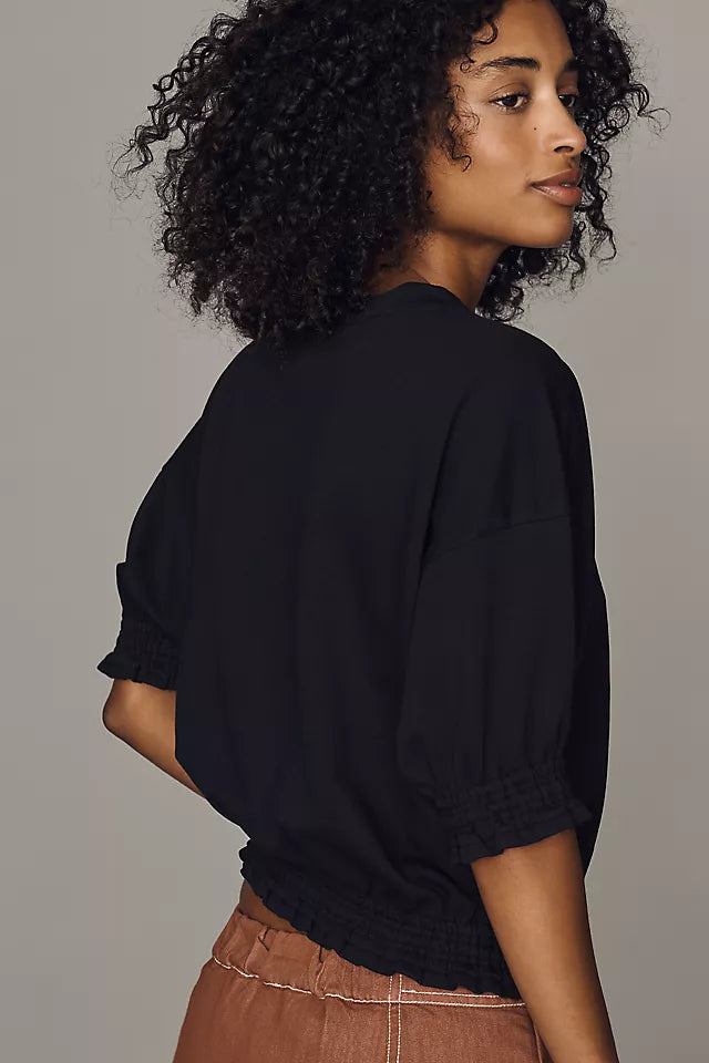 Maeve Short-Sleeve Bubble Sweatshirt