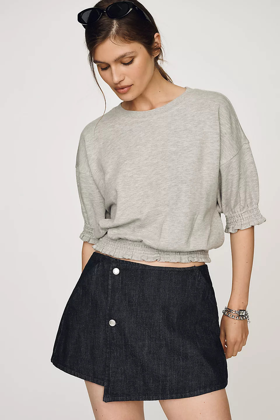 Maeve Short-Sleeve Bubble Sweatshirt