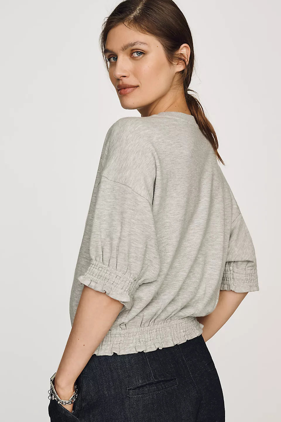 Maeve Short-Sleeve Bubble Sweatshirt