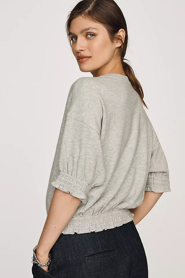 Maeve Short-Sleeve Bubble Sweatshirt