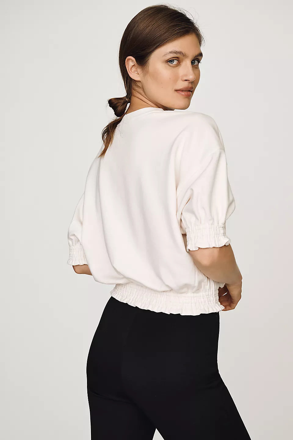 Maeve Short-Sleeve Bubble Sweatshirt