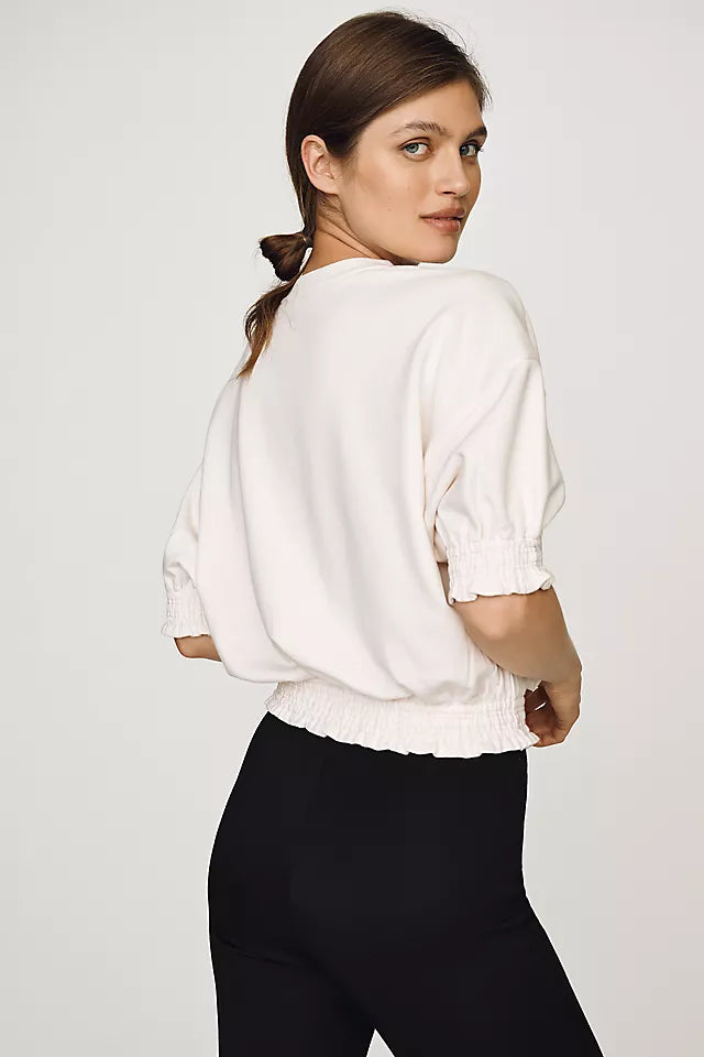 Maeve Short-Sleeve Bubble Sweatshirt