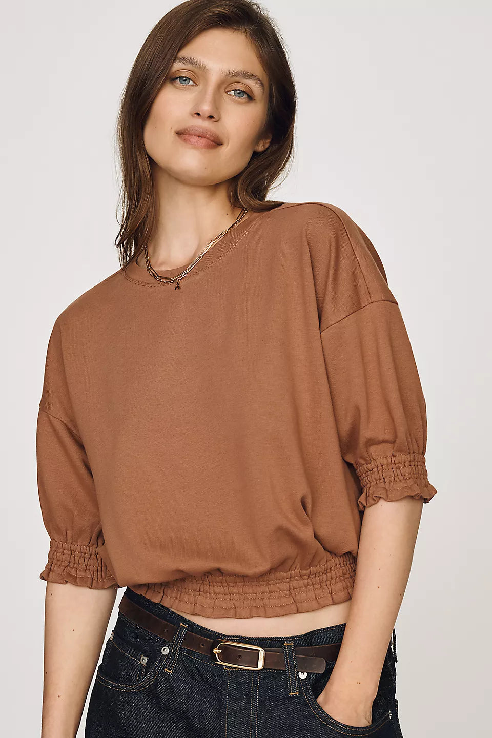 Maeve Short-Sleeve Bubble Sweatshirt