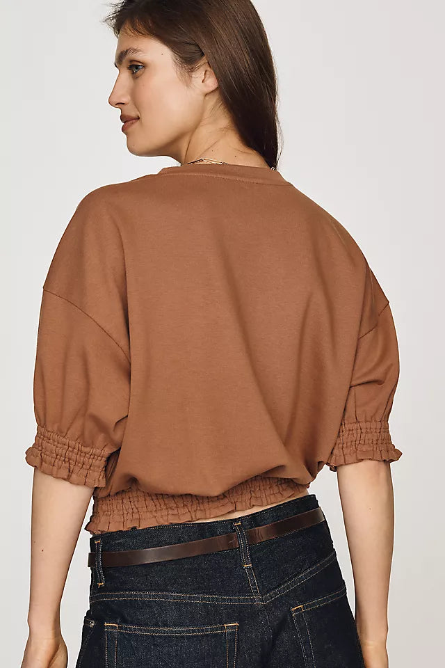 Maeve Short-Sleeve Bubble Sweatshirt
