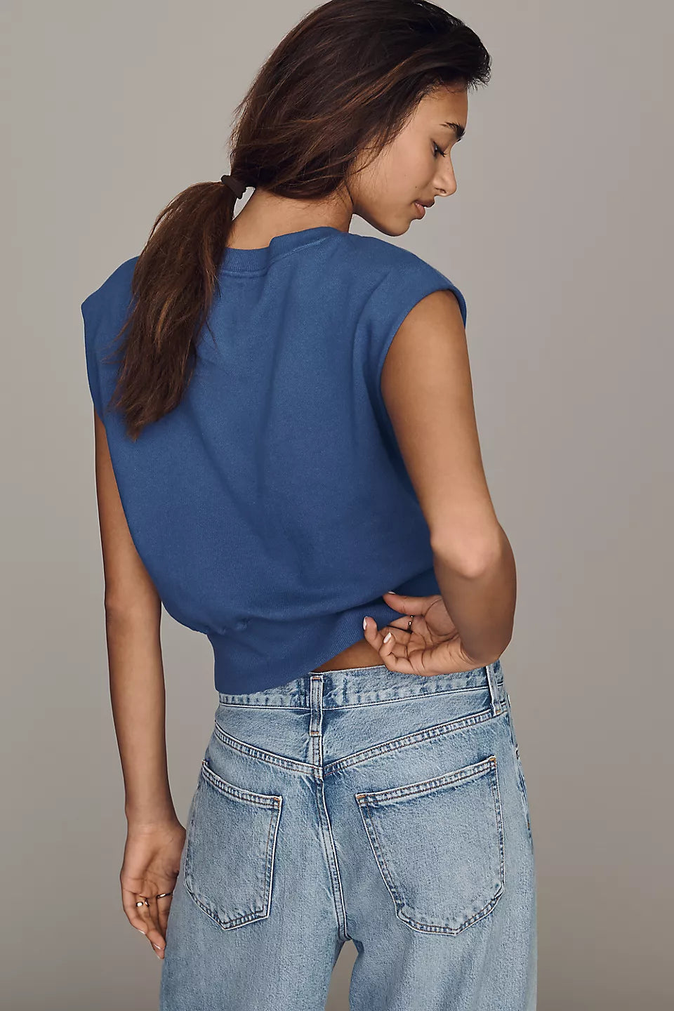 Cotton V-Neck Muscle Sweatshirt