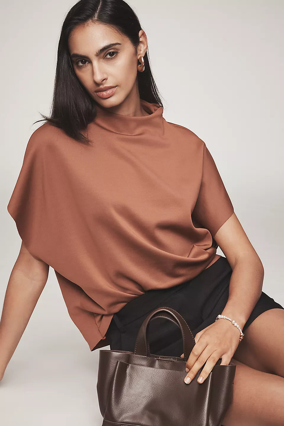 Mock-Neck Batwing Top