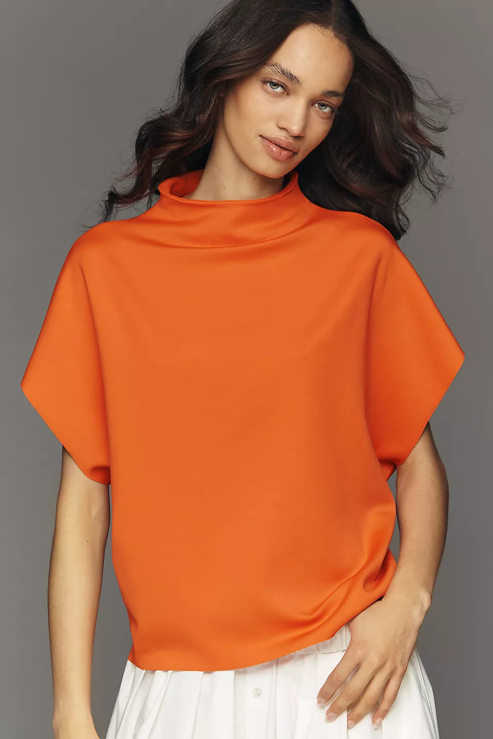 Mock-Neck Batwing Top