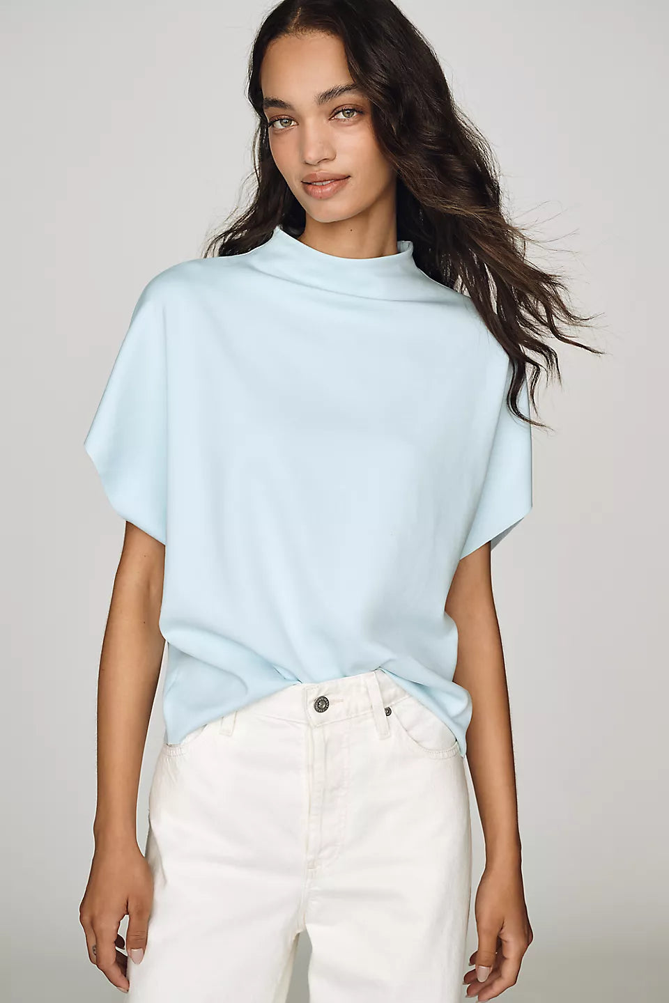 Mock-Neck Batwing Top