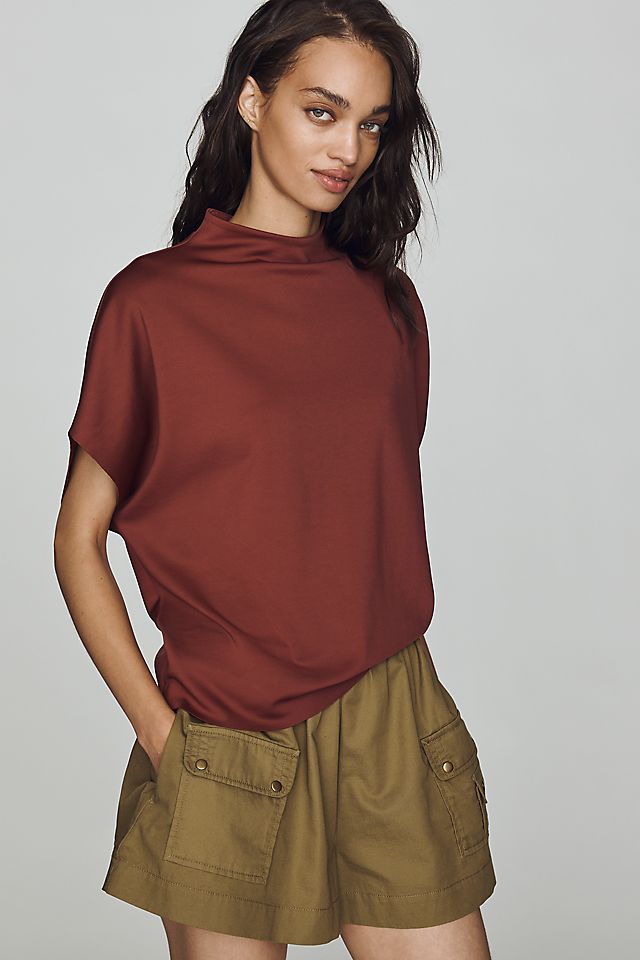 By Anthropologie Mock-Neck Batwing Top
