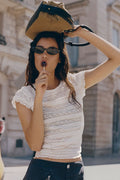 By Anthropologie Lace Ruffle Baby Tee