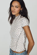 By Anthropologie Mock-Neck Ditsy Top