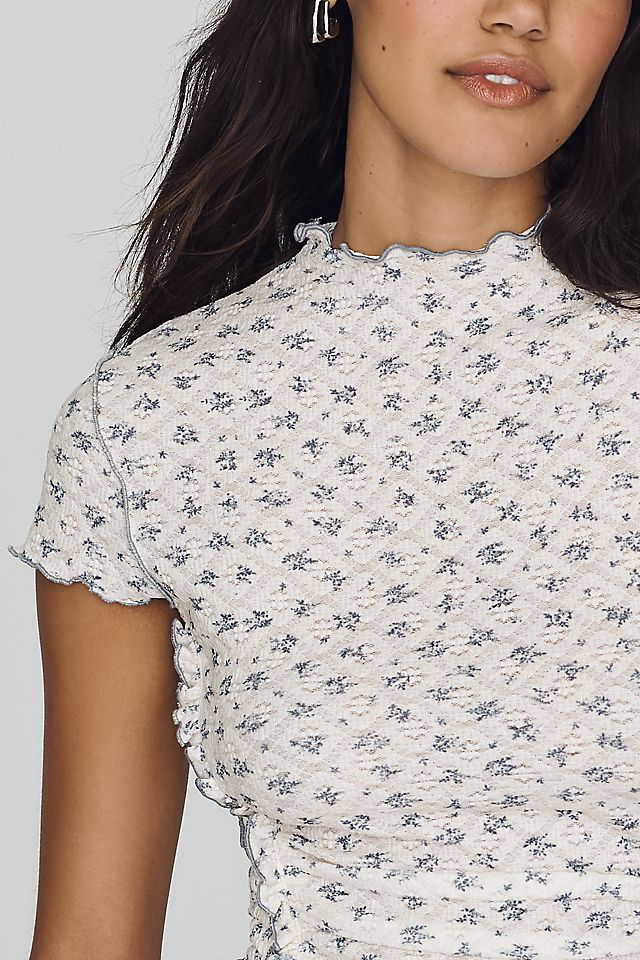 By Anthropologie Mock-Neck Ditsy Top