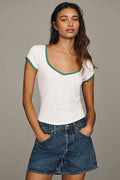 Maeve Cotton V-Neck Tee