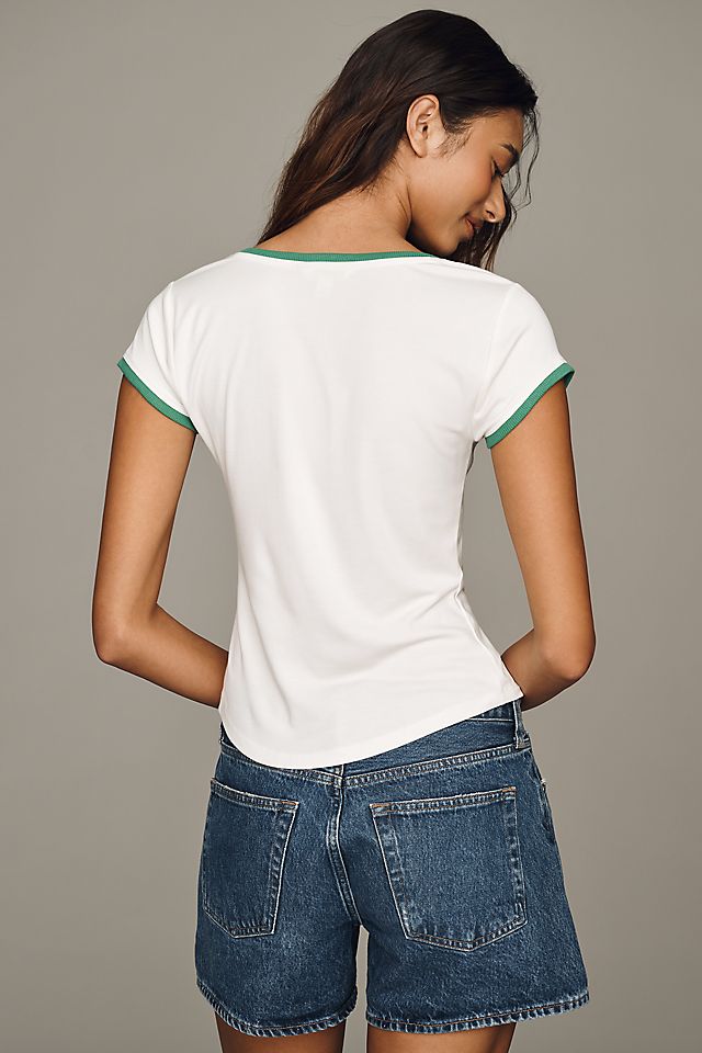 Maeve Cotton V-Neck Tee
