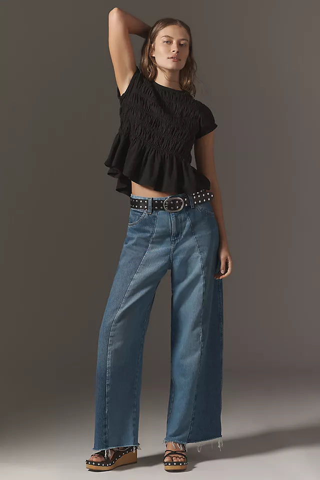 Tabby Cotton Smocked Peplum Tee