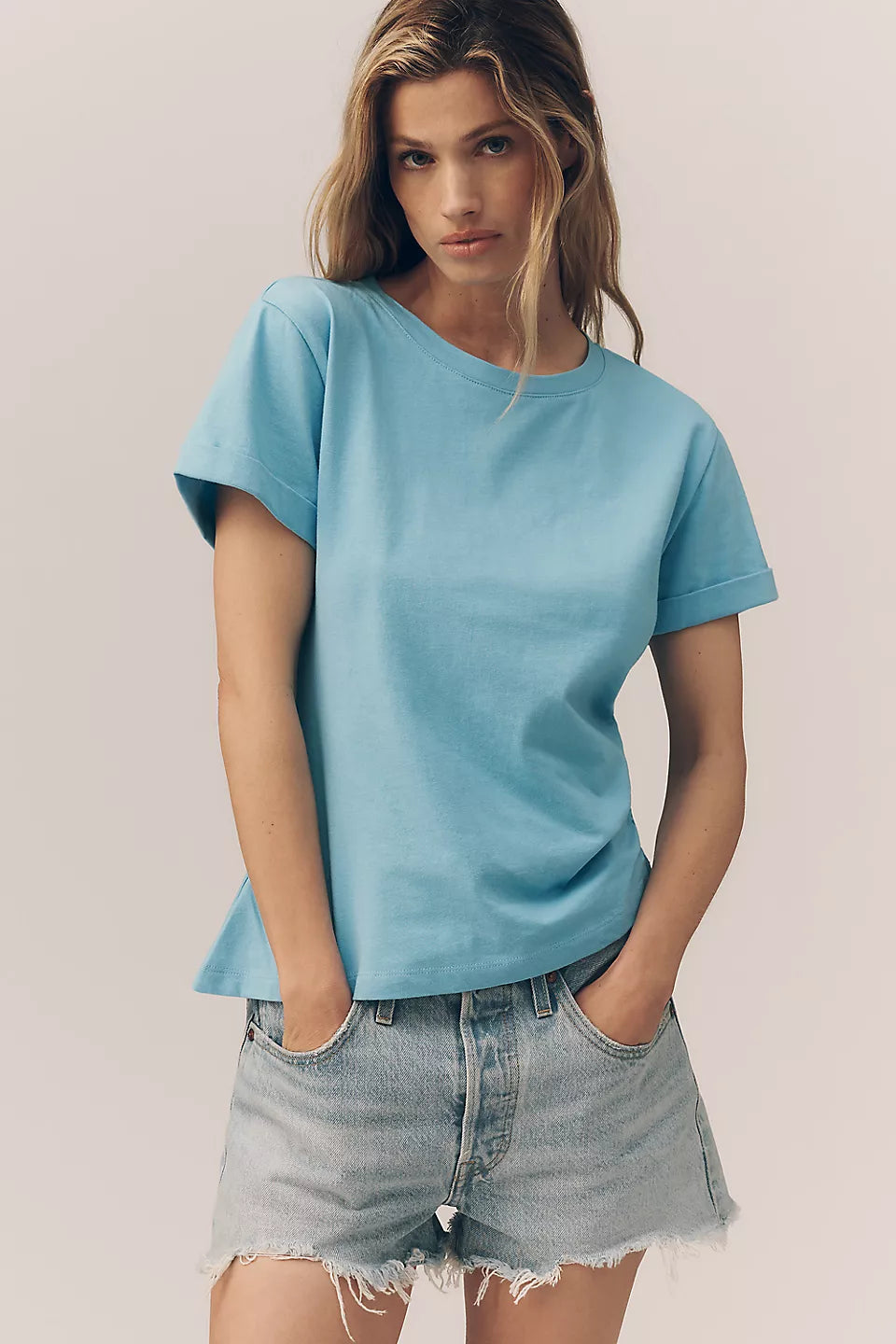 100% Cotton Ruched Asymmetric Tee