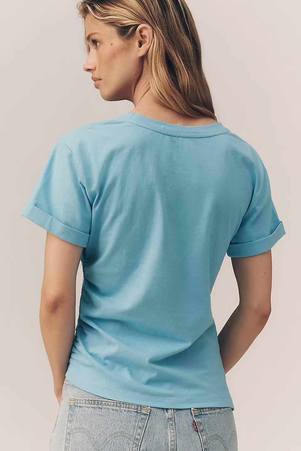 100% Cotton Ruched Asymmetric Tee