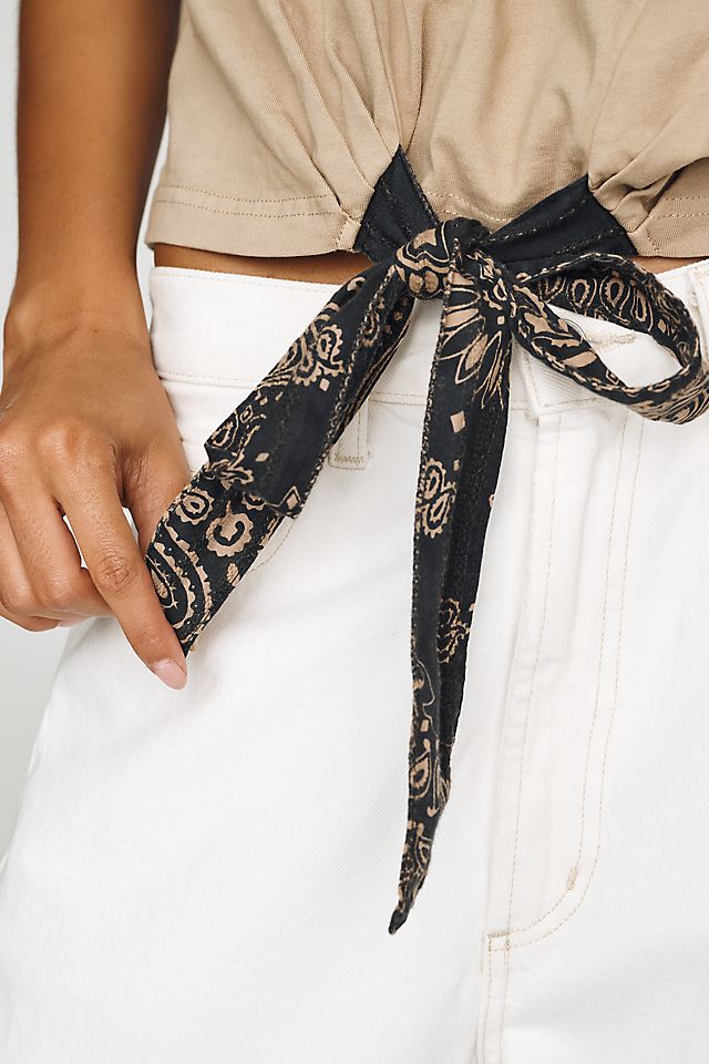 Maeve Puff-Sleeve Bandana Drawstring Top