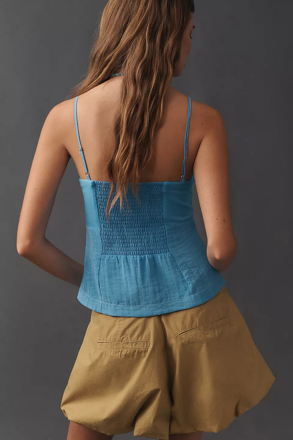 V-Neck Waisted Peplum Tank