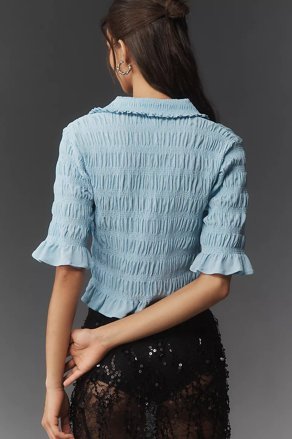 Maeve Smocked Button-Front Top