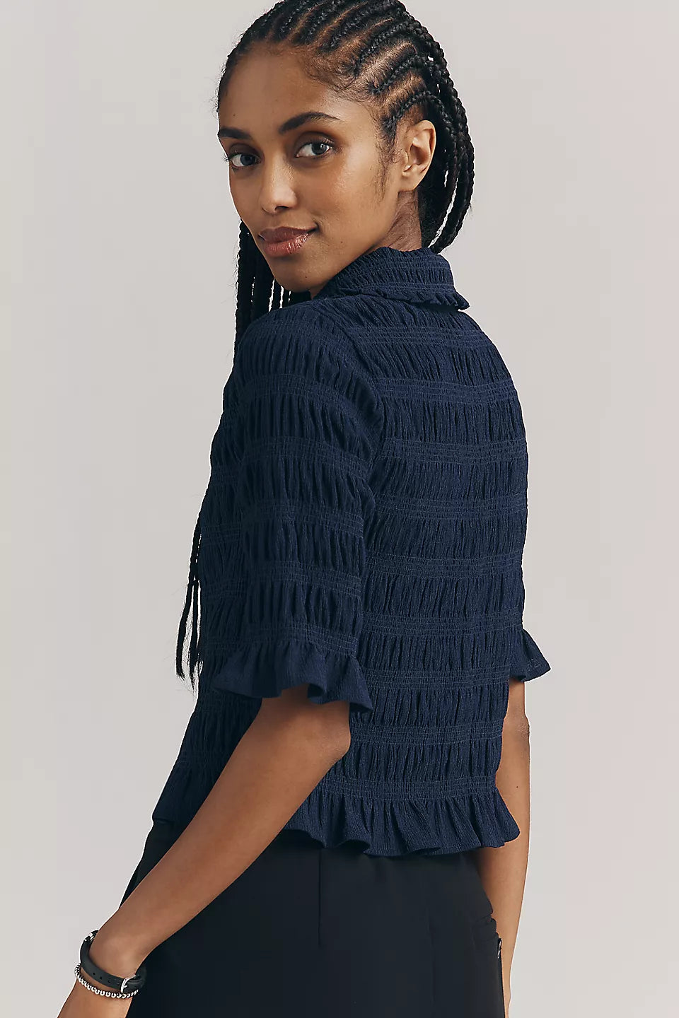 Maeve Smocked Button-Front Top