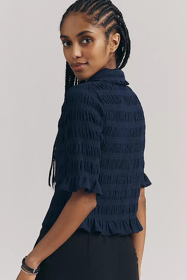 Maeve Smocked Button-Front Top