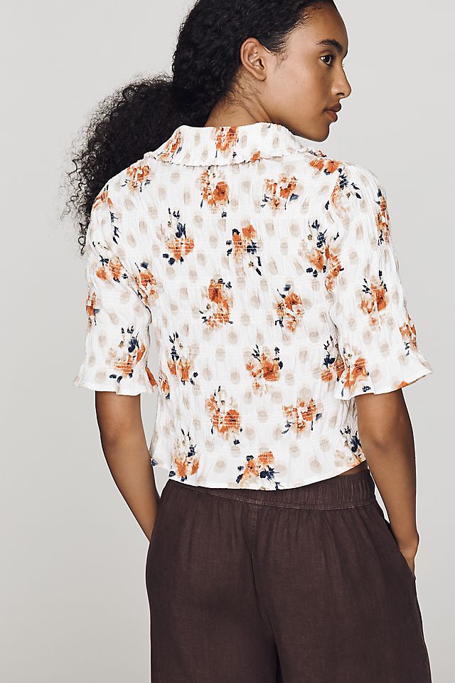 Maeve Smocked Button-Front Top