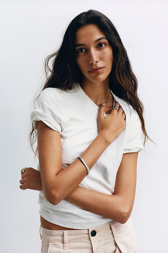 Pilcro Bennie Cotton Slim Crew Neck Tee