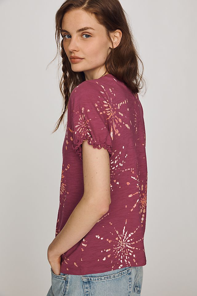 Pilcro Bennie Cotton Slim Puff Sleeve Tee