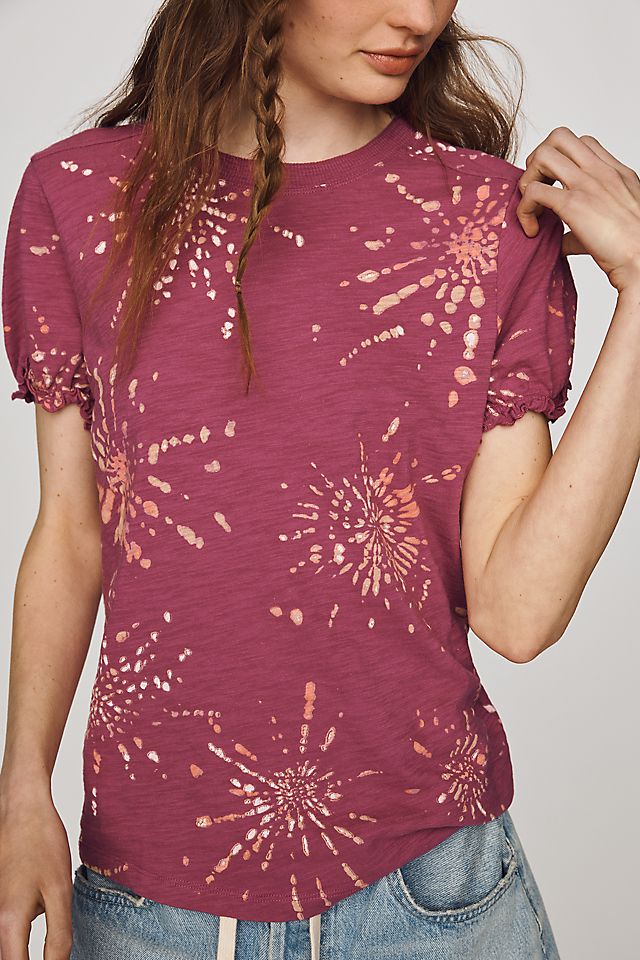 Pilcro Bennie Cotton Slim Puff Sleeve Tee