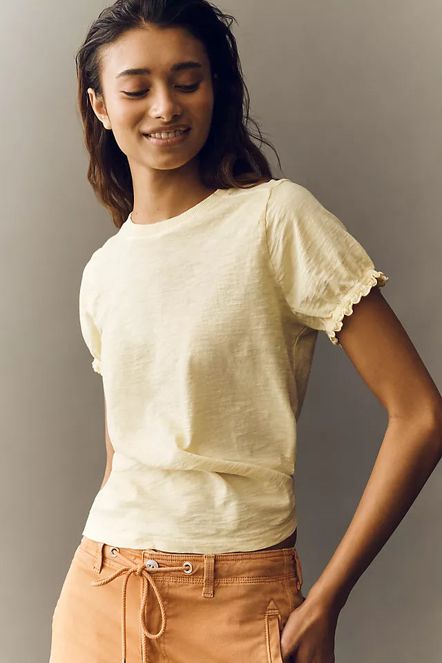Bennie Cotton Slim Puff Sleeve Tee