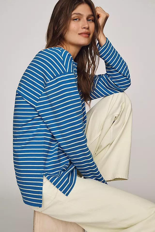 Greer 100% Cotton Relaxed Long-Sleeve Top