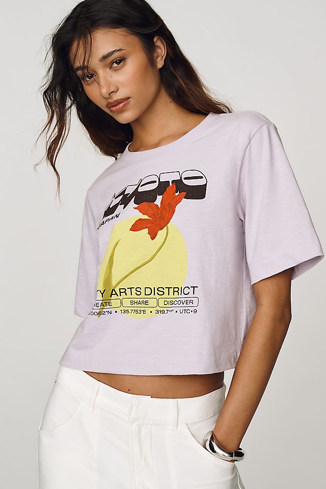 Maeve Cotton Cropped Graphic Tee