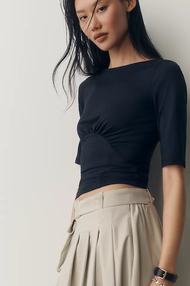 Maeve Ruched Boat-Neck Top