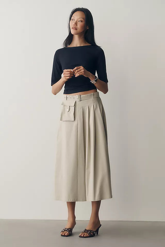 Maeve Ruched Boat-Neck Top