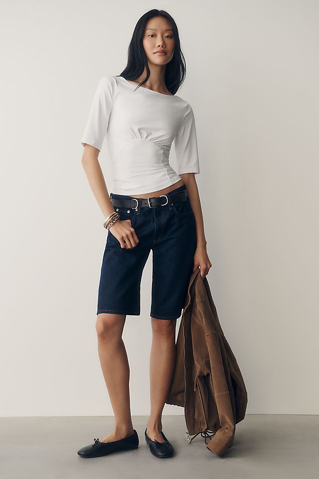 Maeve Ruched Boat-Neck Top