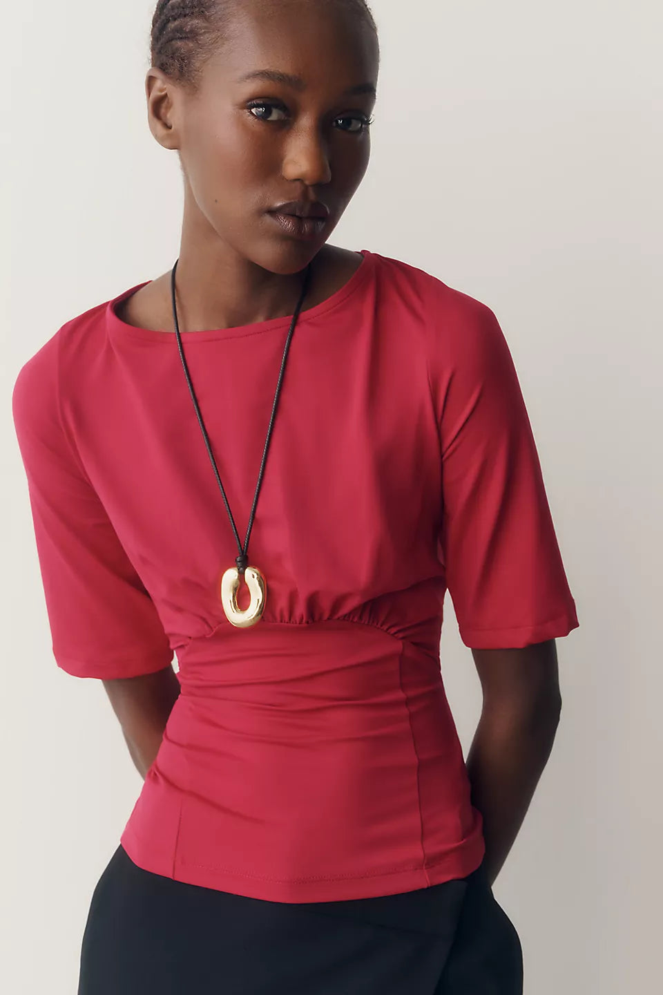 Maeve Ruched Boat-Neck Top