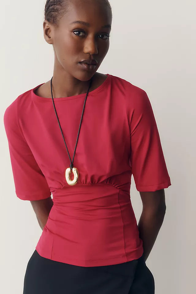 Maeve Ruched Boat-Neck Top