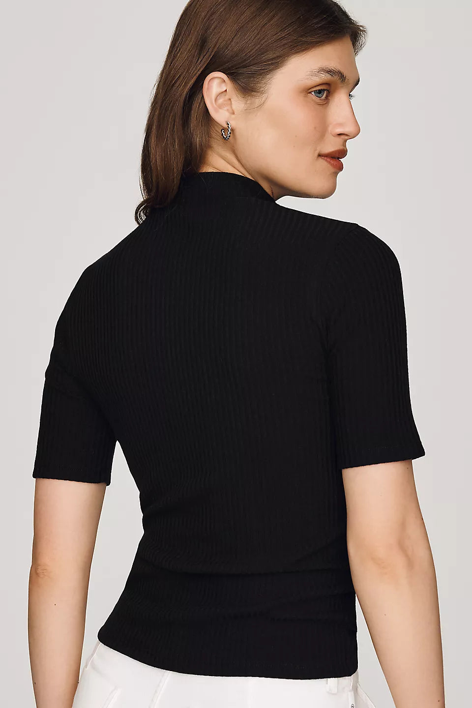 Ribbed Mock-Neck Top