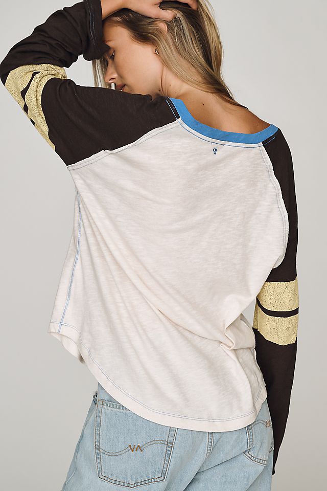 Pilcro 100% Cotton Long-Sleeve Varsity Shirt