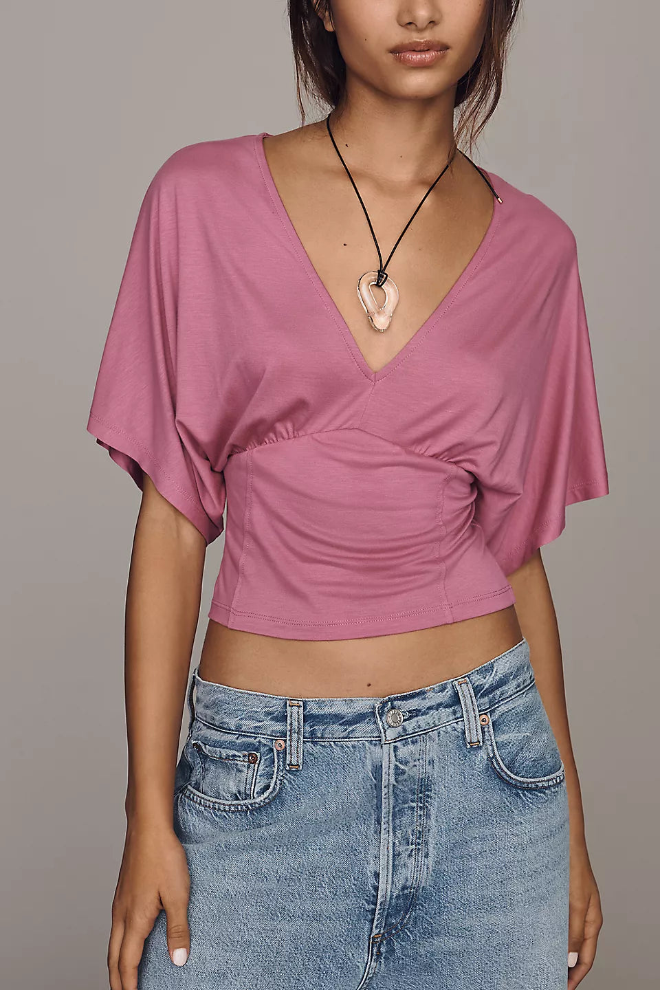 Silken Flutter Sleeve Crop Top