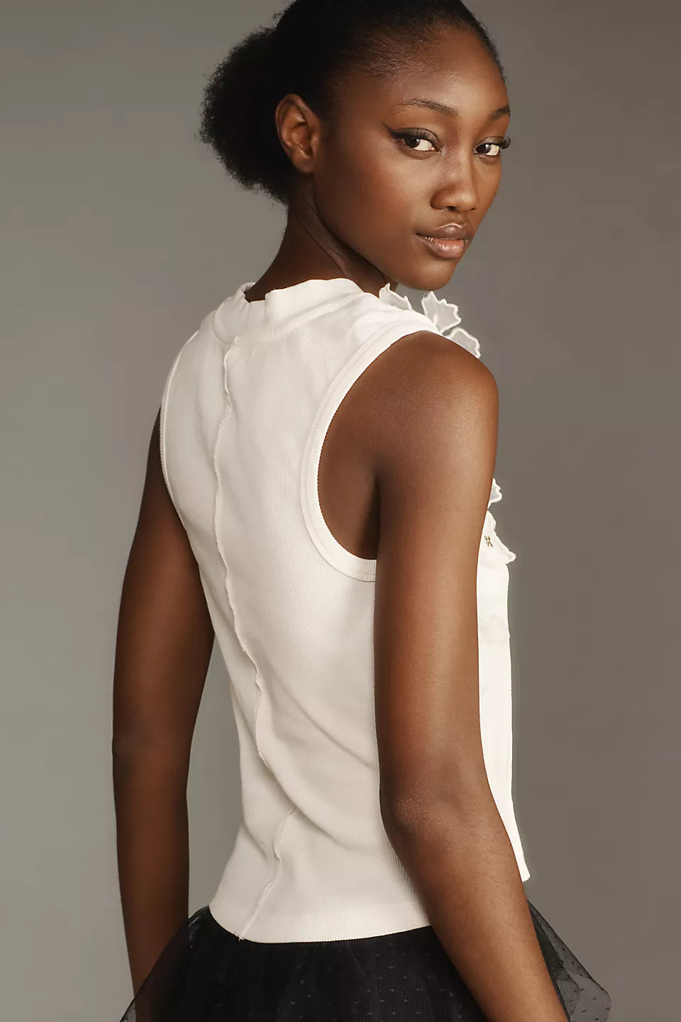 Sleeveless 3D Floral Appliqué Top