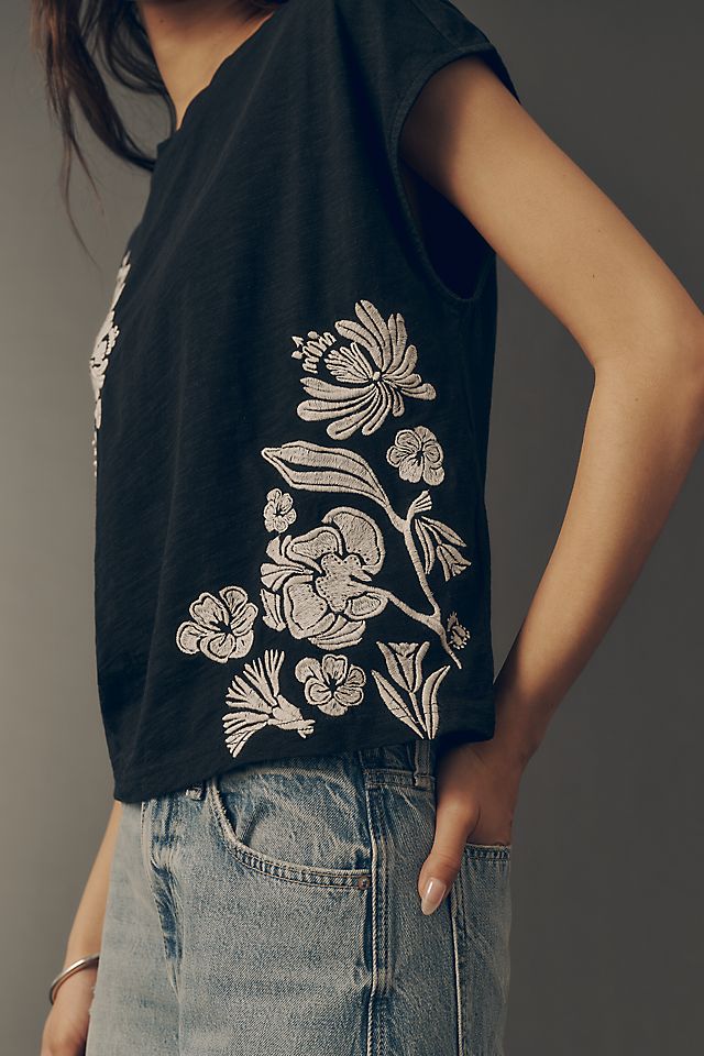 By Anthropologie Embroidered Topanga Tee