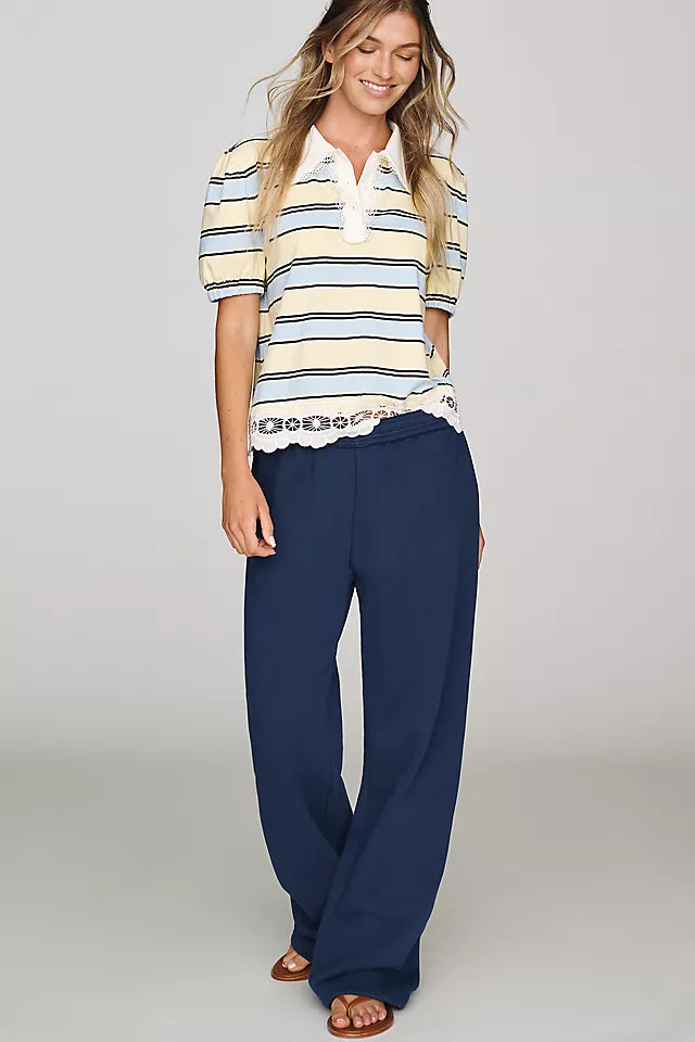Layered Short-Sleeve Polo Top