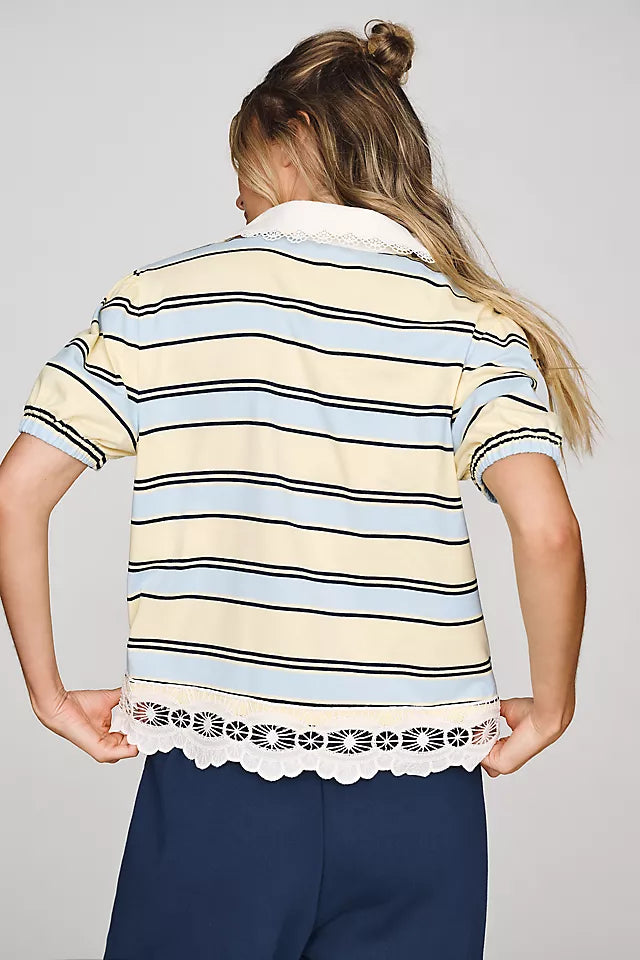 Layered Short-Sleeve Polo Top