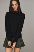 Maeve Carys Mock-Neck Sweater Solid Black
