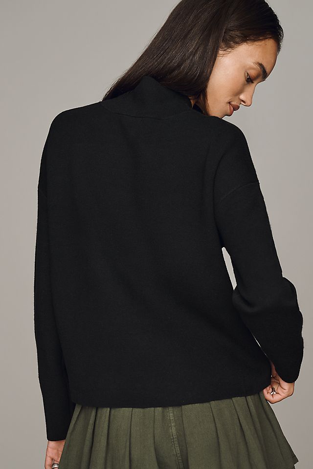 Maeve Carys Mock-Neck Sweater Solid Black