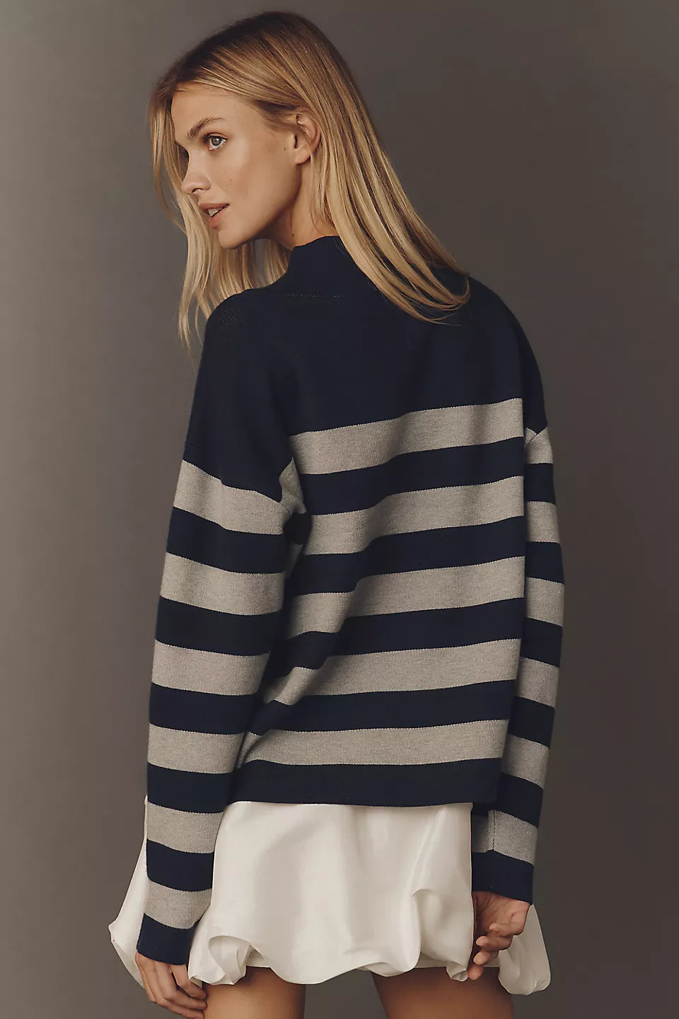 Maeve Carys Mock-Neck Sweater Solid Black