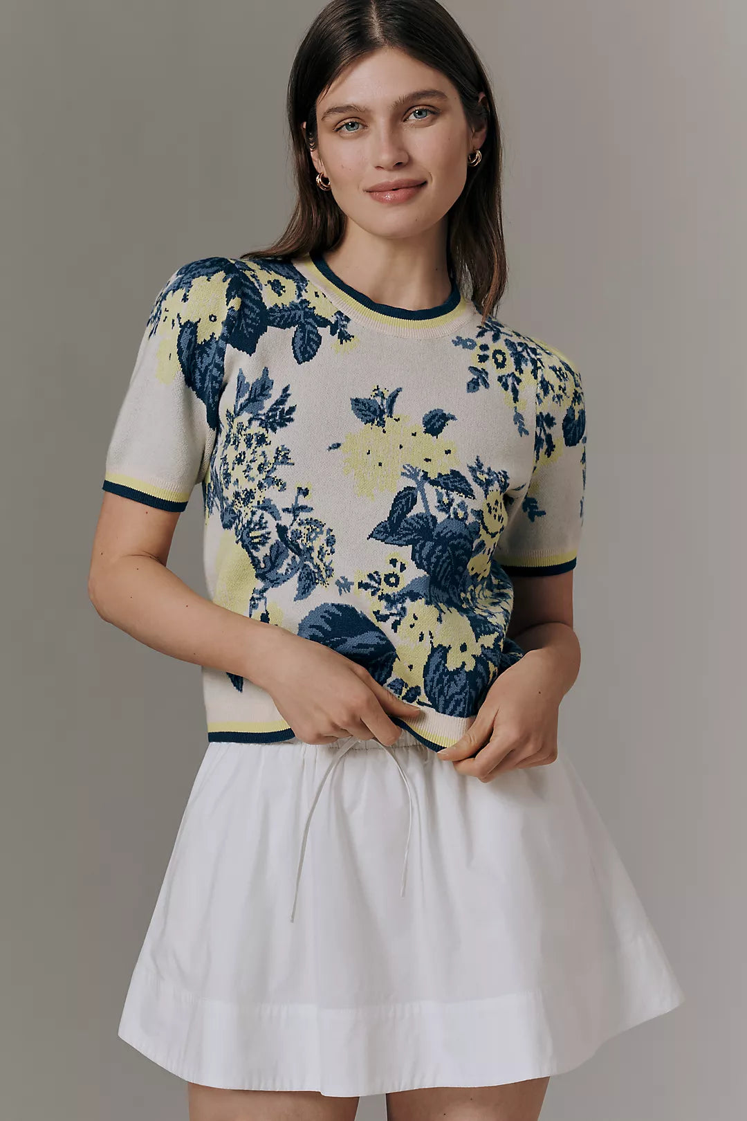 Maeve Maxine Puff-Sleeve Sweater Tee